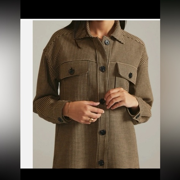 Current Air Anthropologie Houndstooth Shirt Jacket Shacket Brown Black 
Medium - Picture 3 of 12